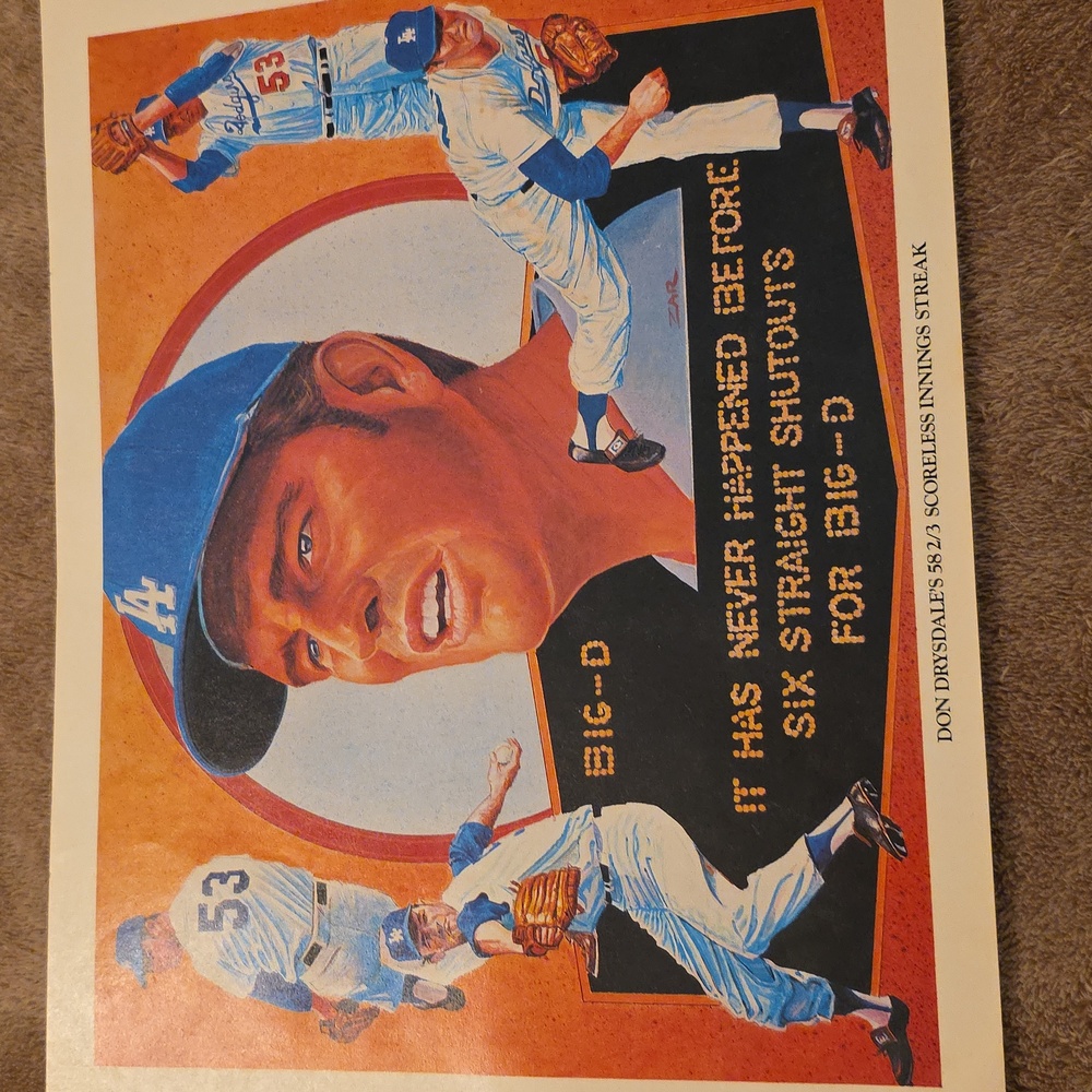 VINTAGE Don Drysdale Baseball Memorabilia Poster